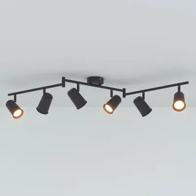 Produktbild von hoftronic LED Deckenleuchte 6 Flammig 24W 2070lm 2700K Schwarz Schwenkbar IP20