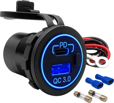 Produktbild von Offgridtec USB-Doppelsteckdose 12V/24V 2x 18W USB-A + USB-C Kfz-Ladeadapter mit Abdeckung