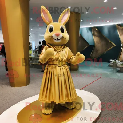 Produktbild von Maskottchenkostüm REDBROKOLY Goldener Hase mit Maxirock und Fußkettchen