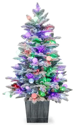 Produktbild von KOMFOTTEU 60 cm Künstlicher Weihnachtsbaum Mini, Christbaum mit LED & 148 Zweige, Kleiner Tannenbaum mit Sockel, Weihnachtsdekoration für Tisch, Haus, Büro
