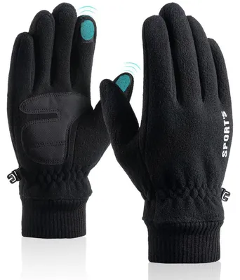 Obrázok produktu pre Rukavice pánske, dámske, zimné, vhodné na dotykové obrazovky, termo, na bicykel, beh, lyžovanie, čierne