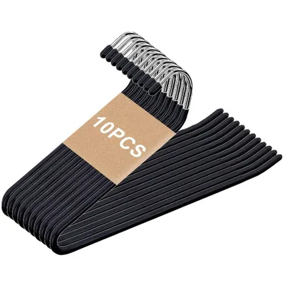 Produktbild von 10 Stück Hosenbügel aus Metall schwarz Kleiderbügel Hosenbügel rutschfest 35×11.5 CM Hosenbügel Klemmbügel Hosenbügel Platzsparend