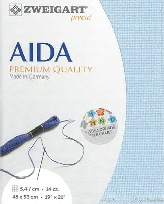 Obrázok produktu pre AIDA Zweigart predrezané 14 ct. Star Aida 3706 farba 503 modrá, počítaná látka na krížikový steh 48x53cm