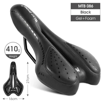 Immagine prodotto di Sella per bicicletta - Sella per mountain bike - Imbottitura in gel - Imbottitura in schiuma - (PU) - Nero