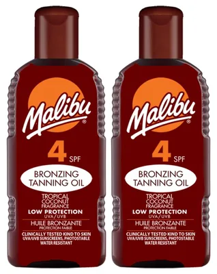 Immagine prodotto di Malibu Tanning Oil Olio Abbronzante SPF4 200 Ml 2 Pezzi