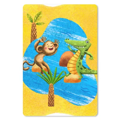 Produktbild von MuchoWow® Mauspad Mousepad Affe - Krokodil - Wasser - Palme 18x27 cm - Mousepads - Maus Mat - Pad - Mausunterlage