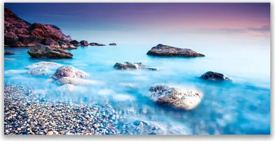 Produktbild von Glasbilder 120x60 Wandbild Druck auf Glas Meer Steine Strand Landschaft