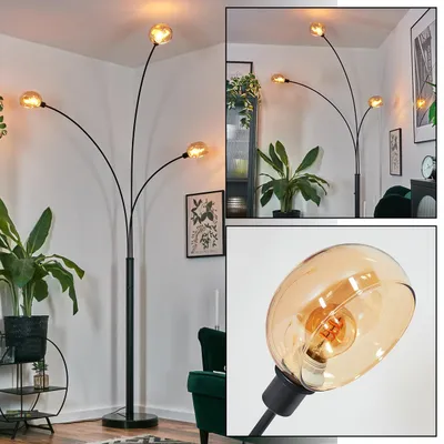Produktbild von Suio Stehlampe aus Metall in Schwarz/Bernstein im Retro/Vintage-Design