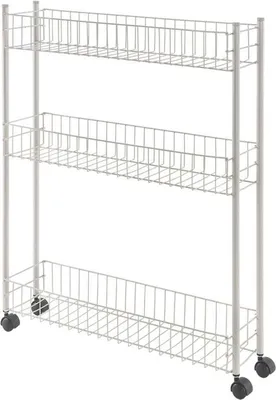 Produktbild von Dreifachfachfahrzeug aus weißem Metall - 16 x 60 x 72 cm - Wäschemittelreklamehalter