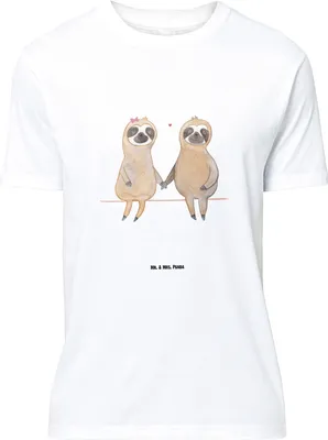 Produktbild von Mr. & Mrs. Panda T-Shirt Faultier Pärchen - Weiß - Geschenk, Beziehung, Lustiges, Oversize, Faultiere, Liebe, Tshirt, Motiv, Shirt