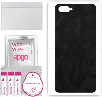Produktbild von apgo Rückseite Schutzfolie, Skin, kompatibel mit Realme C2 2020, Hinten Displayschutzfolie aus Vinylfolie, kratzfest, einfache Montage - Schwarzes Tarnmuster