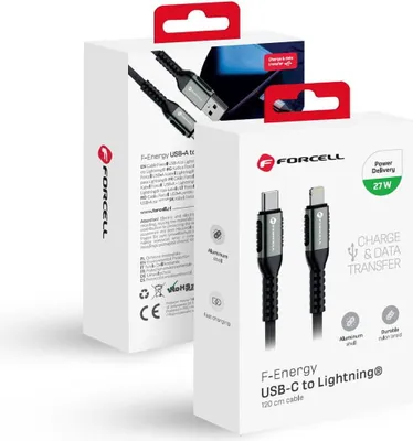 Image de FORCELL F-ENERGY C259 Câble type C vers Lightning PD 3A 27W Cafule 1.2 m noir