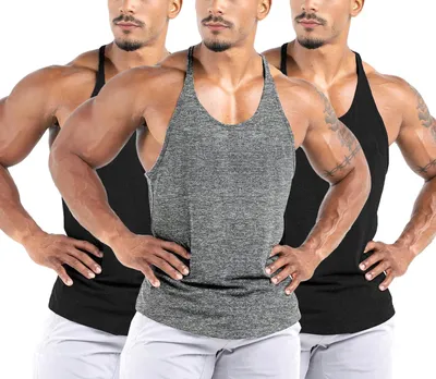 Produktbild von Tanktop für Herren, ideal für Bodybuilding und Training, mit Y-Rücken, elastischem und schnelltrocknendem Material