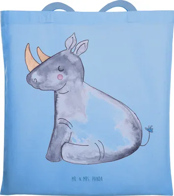 Produktbild von Mr. & Mrs. Panda Uni Tasche Einhorn Nashorn - Sky Blue - Geschenk, Nashörner, Lustig, Unicorn, Tote Bag, Schultasche, dokumententasche, Zoo, Laptoptasche, totebag