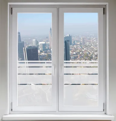 Produktbild von INDIGOS UG Sichtschutzfolie - Fensterfolie - Glasdekorfolie - Dynamische Streifen satiniert blickdicht ORACAL®- 800mm Breite x 500mm Höhe