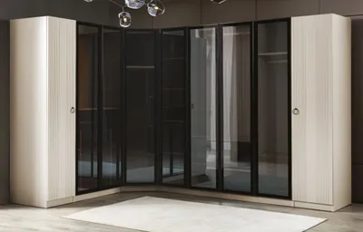 Immagine prodotto di Armadio a giorno moderno in legno, colore nero, ideale per la camera da letto