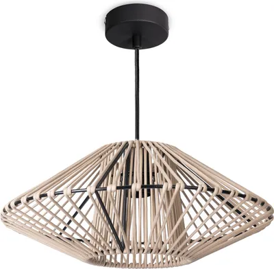Produktbild von LED Pendellampe Wohnzimmer Hängeleuchte Esszimmer Vintage Korboptik Boho Natur