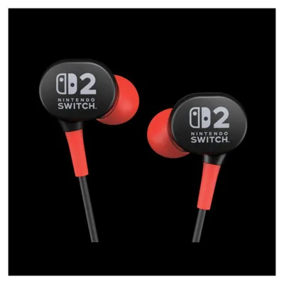 Produktbild von PowerA Wired Earbuds for Nintendo Switch 2, Kabelgebunden, Gaming, Kopfhörer, Schwarz, Rot