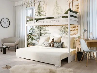 Image de Lit superposé 90x200 cm avec canapé-lit 140x200 cm Canapé en tissu velours côtelé, 3 coussins OEKO-TEX100 avec 3 coussins Canapé Lit superposé blanc 200x90 Crème