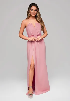 Produktbild von Ombre Trägerloses Abendkleid mit Schlitz dunkelrose XL