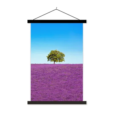 Produktbild von MuchoWow® Textilposter Baum - Lila - Himmel - Lavendel 40x60 cm mit schwarzem Rahmen - Wanddekorationen
