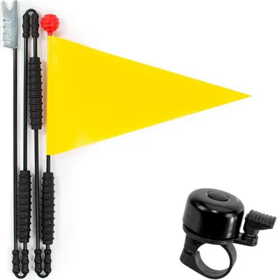 Immagine prodotto di Gagliardetto resistente Gagliardetto di sicurezza in 4 pezzi Bandiera per bicicletta 160 cm in giallo incl. 1 x campanello per bicicletta