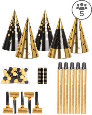 Immagine prodotto di Set per festa di Capodanno per 5 persone nero oro - taglia unica