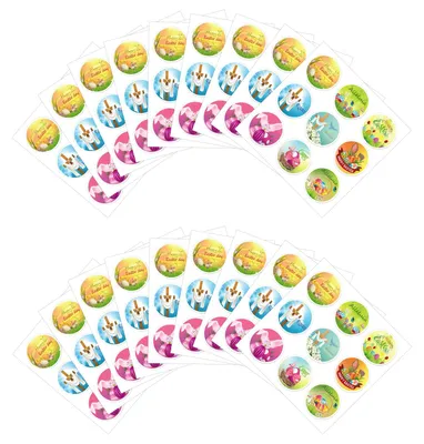 Osteraufkleber, 162 Stück, 18 Bögen, 9 Designs, Ø 3,8 cm