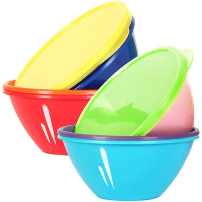 Zdjęcie produktu dla Elzusha - Zestaw 9 plastikowych talerzy śniadaniowych z pokrywką