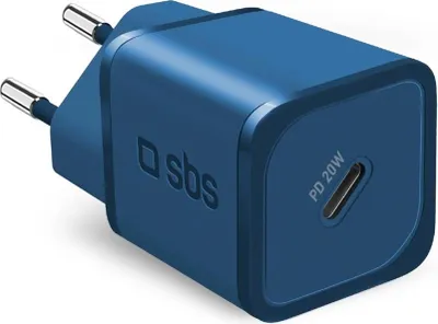 Produktbild von SBS GaN-Wandladegerät 20 W TETRGAN1C20B USB-C Power Delivery, blau