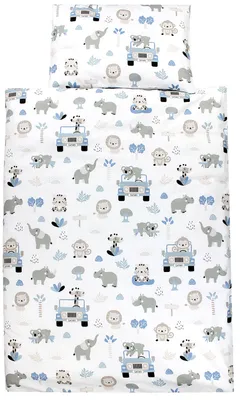 Produktbild von TupTam Kinder Bettwäsche Set Babybettwäsche Bettbezug 100 x 135 120 x 90 Kissenbezug 40 x 60 Jungen Mädchen 2-tlg, Farbe: Zoo Blau, Größe: 135x100 cm
