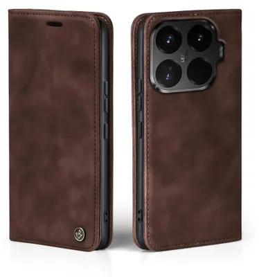 Produktbild von Handy Hülle für Xiaomi 15T Pro Klapphülle Bookcase Flip Cover Handy Tasche Etui Farbe: Dunkelbraun