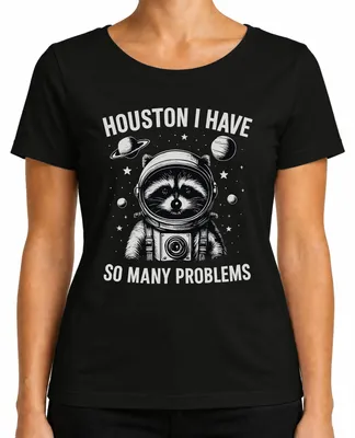 Immagine prodotto di Houston Ho davvero tanti problemi Maglietta da donna Raccoon Astronaut, Nero, S
