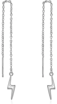 Produktbild von 925 Sterling Silber Fädler Ohrringe mit Quaste, lange Kette, baumelnd, Tropfen, Schmuck für Damen, 125mm