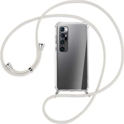 Produktbild von Handykette Backcover-Schutzhülle mit Band (Metall silberfarben) für Xiaomi Mi 10 Ultra - broken white