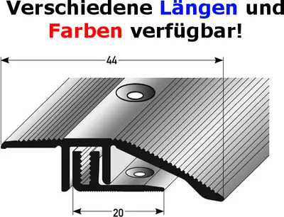 Produktbild von Ausgleichsprofil / Anpassungsprofil Laminat, "Vancouver", Höhe 7 - 15 mm, 44 mm breit, 2-teilig, Aluminium eloxiert, gebohrt-bronze hell-2700