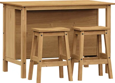 Image de Ilot de cuisine + 2 tabourets de bar CORONA 2 wax