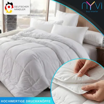 Produktbild von NYVI 4-Jahreszeiten Bettdecke DreamScience AllYear 155x200 cm - Sommerdecke und Übergangsdecke mit Druckknöpfen ergeben warme Winterdecke - Ganzjahresdecke - Waschbar, 100