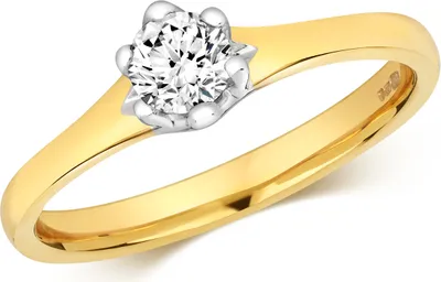 Produktbild von Funkelndes Feuer 18 Karat (750) Gold Solitär Verlobung Damen - Diamant Ring Brillant-Schliff 0.35 Karat GH - SI2, 57 (18.1); TRS3220018KYRSP
