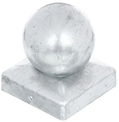 Image de Alberts 843090 Capuchon de poteau pour poteau en bois, avec tête sphérique, galvanisé à chaud, 90 x 90 mm, 6 pièces