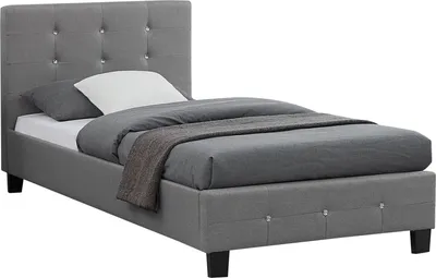 Produktbild von Polsterbett DELAWARE Bettgestell 90 x 200 cm Einzelbett Designbett mit Strasssteinen inklusive Lattenrost Textilbezug in grau