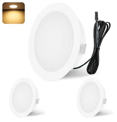 Productafbeelding van inbouwspot LED 12V 3000K warm wit dimbaar 3W aluminium wit 3-delige set