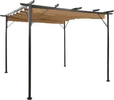 Image de Pergola avec toit rétractable taupe 3x3 m acier 180 g/m²