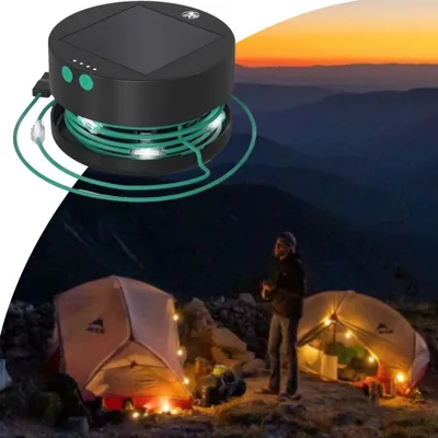 Produktbild von Solar String Camping-Leuchte 100lm akkubetrieben 320g ,dunkelgrün