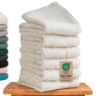 Produktbild von Hausfelder Gästehandtücher Set Handtücher (Offwhite Hellbeige, 6 Gästehandtücher)