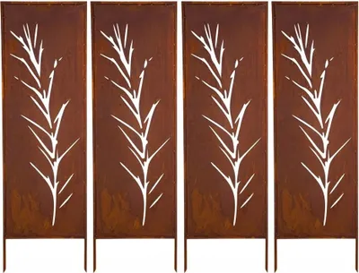 Produktbild von Sichtschutz Metal 4x - 160 x 50 cm - Edelrost - Rostoptik Sichtschutz für Garten - Sichtschutzelement - Sichtschutzwand - Gartendekoration Zaun Rost