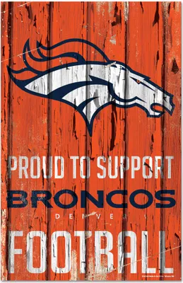 Produktbild von NFL Denver Broncos Proud to Support Football Wood Sign Holzschild Holz Deko 43x28cm