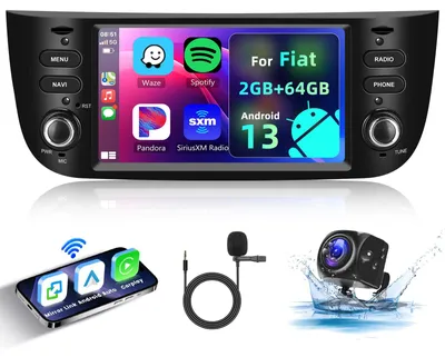 Image de Autoradio Android 2 Din de 2 Go + 64 Go pour Fiat Punto (2010-2016) et Linea (2012-2015) - Écran tactile de 6,2 pouces - Carplay sans fil