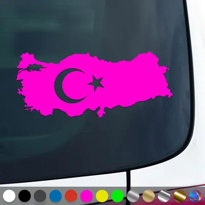Produktbild von PantherPixel Türkei Aufkleber Wappen Umriss Flagge Fahne Türkiye Sticker Auto Geschenkidee Farbe Neon-Pink