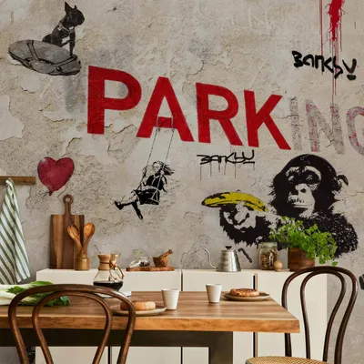 Produktbild von Vlies Fototapete - [Banksy] Graffiti Collage 350x256 cm Streetart i-A-0107-a-b